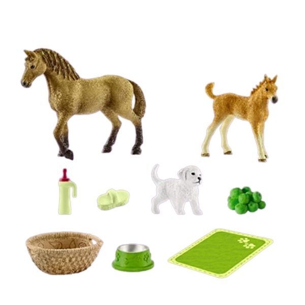Schleich 42432 Horse Club Sarah Kis Állatai Ápoló Szettel