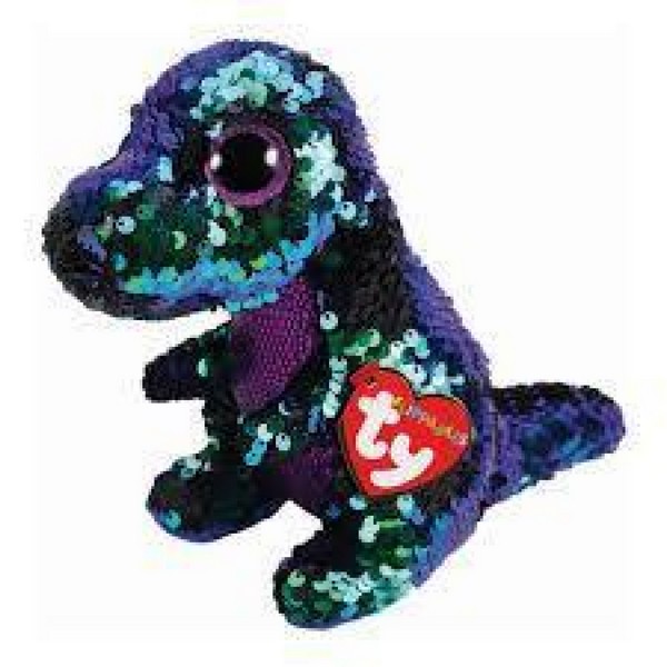 TY BOOS CRUNCH zöld-lila dinoszaurusz flitteres plüss 24 cm