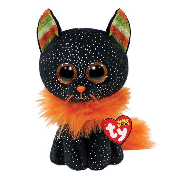 TY Boos Morticia Fekete/Narancssárga Macska Plüss 15 cm