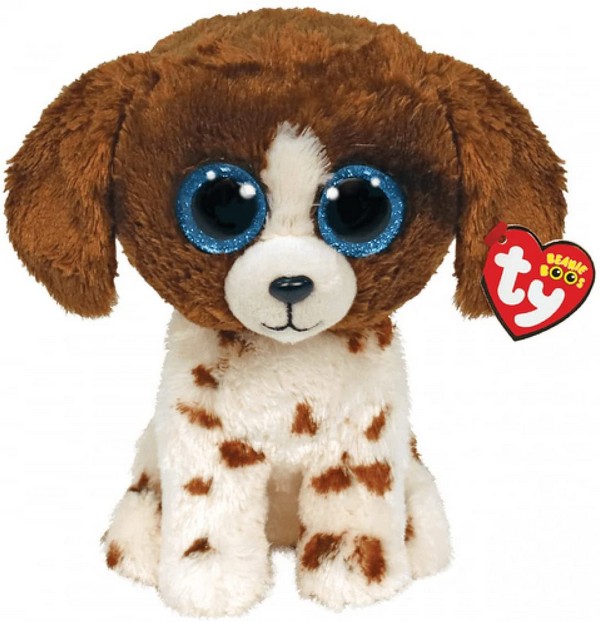 TY Boos Muddles Barna-Fehér Kutya Plüss 15 cm
