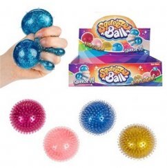 Tüskés Stresszlabda Csillámos 8 cm, 4 színben