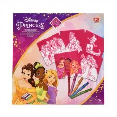 Disney Hercegnők Bársonyos Színező 18x18 cm, 5 db-os
