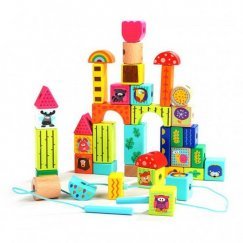 Erdei állatok építő kocka és fűzőcske szett