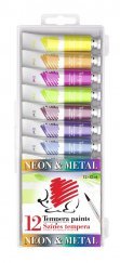 ICO Süni Tempera 12 db metál és neon színek 12 ml-es tubus