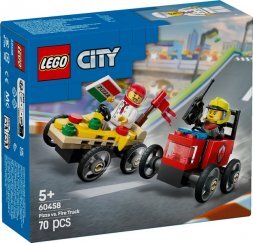 LEGO City 60458 Pizzásautó vs. tűzoltóautó, versenyautós csomag